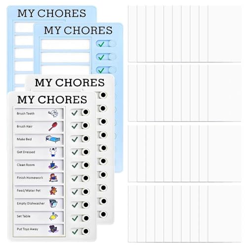 Aufgabentafel Kinder 4 Stück Checklist Boards Tragbare To Do List Checklist Board mit 40 Austauschbaren Blättern Ideal für Checkliste Kinder, als Routine Planer Kinder, zur Lernplanung und Zeitmanagem