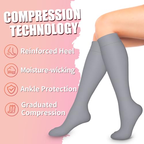 Image of Compression Socks for Women & Men Circulation (6 Pairs) 15-20 mmHg is Best Support for Athletic Running,Nurse