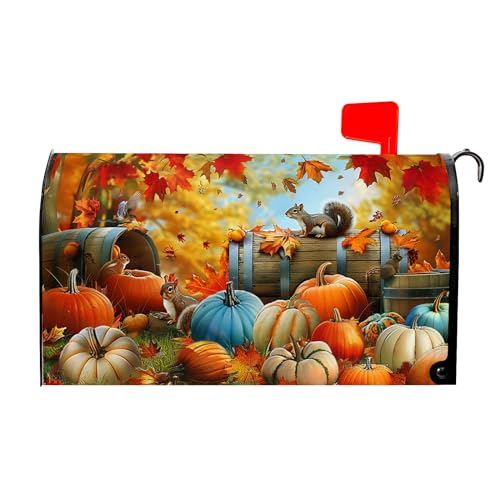 Image of Fall Mailbox Covers Magnetic Standard Size 18 X 21 Inch Thanksgiving Pumpkin Mailbox Cover Autumn Sunflower Mailbox Wraps Post Letter Box Cover Decoration Outdoor Garden Home Yard Outside