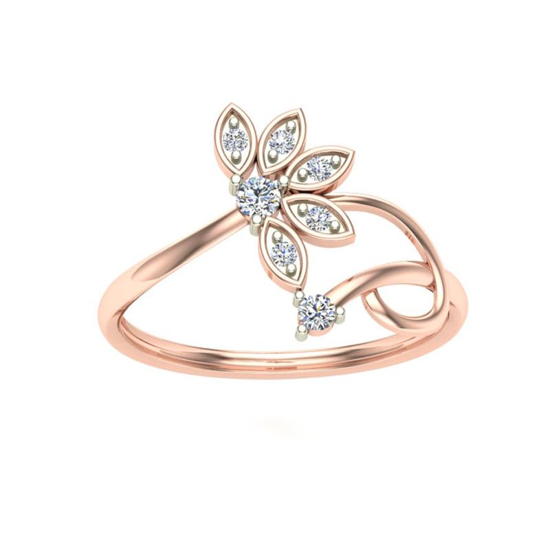 Image of DISHIS 18K(750) /14K(585) Rose Gold Diamond Flower Ring for Women