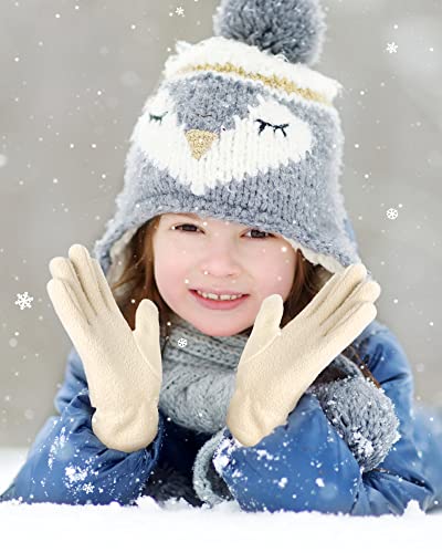 4 Pairs Kids Polar Fleece Gloves Full Fingers Warm Mitten Soft Winter Gloves Favor for Boys Girls Children Outdoor Activities2