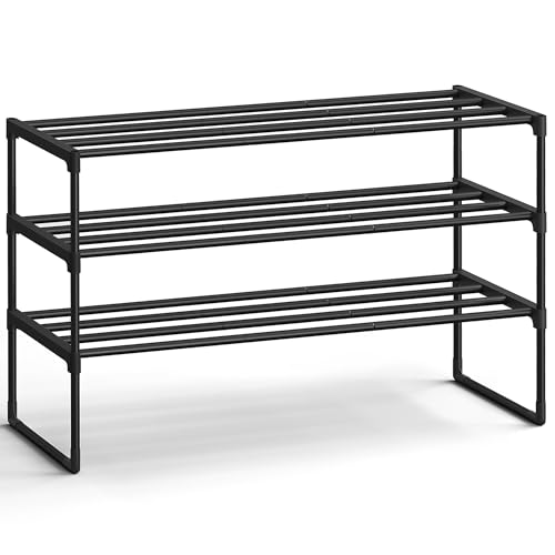 SONGMICS Shoe Rack, 3-Tier Shoe Organizer, Metal...