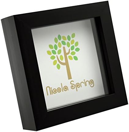 Nicola Spring 4x4 (10 x 10cm) Square Box Glass Photo Picture Frame, Standing & Hanging - Black