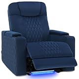 MCombo Zero Gravity Oversized Power Recliner Chair for Adults with Power Headrest & LED Light, Fabric Recliner Chair for Living Room & Home Theater, USB & Type C Port, Armrest Storage HTS401