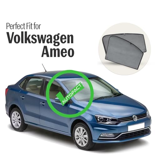 Image of Autofact Car Sunshades for Volkswagen Ameo, UV Protection, Useful Car Accessories, Custom fit Sun Shades for Side Windows, Set of 4