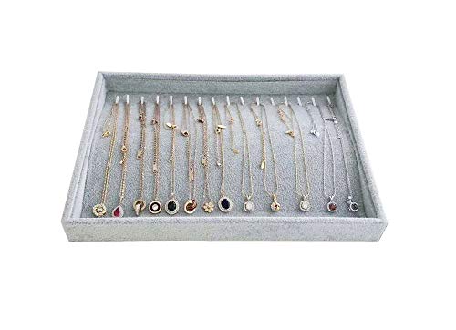 Svea Display Premium Quality Gray Velvet Jewelry Collection Tray Organizer Stackable Storage (Necklace Tray) #TOP1