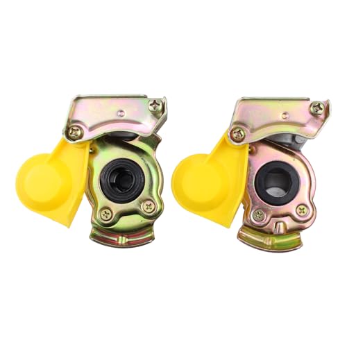 Kupplungskopf M16 mit Ventil ohne Ventil Set Druckluftkopf rot gelb M16x1,5 mit Staubkappe Filter für LKW Zugmaschine Traktor Druckluft Motorwagen Zugfahrzeug Traktoren Bremse Anhänger Auflieger