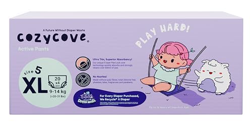 Image of Cozycove Size 5 XL (20-31 lbs) Pull Up Training Pants | Totally Chlorine Free, Fragrance Free, Wetness Indicator | Play Hard Slim Active Pants | 80 Count (4 Bags of 20)