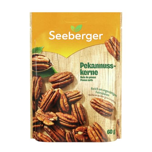 Seeberger Noix de pécan : grosses noix de pécan américaines entières fraîches & croquantes - pratique & refermable - naturel (1 x 60 g)