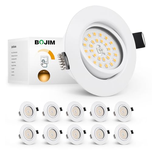 Bojim Faretti Led da Incasso per Cartongesso Dimmerabili, 10x Luci da Incasso Ultrasottili Luce Bianco Calda 3000K 600LM, 5.5W Equivalenti a 60W, Faretti Led Interno 83Ra per Cucina, Camera da Letto