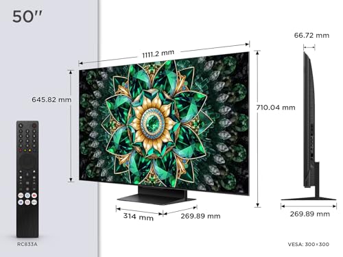 TCL 50Q7C QLED Mini LED Fernseher, 50 Zoll, 4K HDR Premium, Dolby Vision IQ & Atmos, Smart TV mit Google TV, Onkyo 2.0 Sound, 144Hz VRR, AMD FreeSync Premium Pro, HDMI 2.1, AirPlay 2, Alexa
