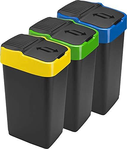 Sponsored Ad – Sterling Ventures 3x 35L Plastic Indoor Recycling Bin with Double Swing Lid Top Colour Coded