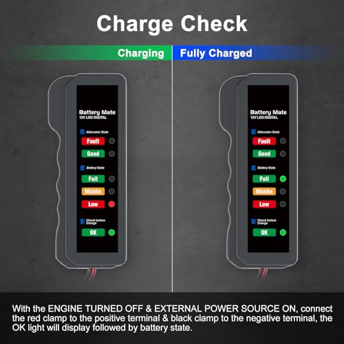 Image of 12V Car Battery Tester and Alternator Tester, Automotive Load Tester Indicator, 12 Volt Auto Check for Automobile