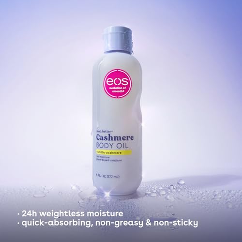 image for eos Cashmere Body Oil, Vanilla Cashmere, 24 Hour Moisture, Plant-Based