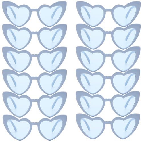Loanzeg 12 Pairs Bachelorette Party Sunglasses Heart Shaped Sunglasses Party Decorations Bridesmaid Proposal Gifts Women (12, Dusty Blue)