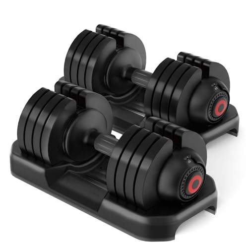 Rovibek Adjustable Dumbbell Set 2-52 lbs with Handles & Tray