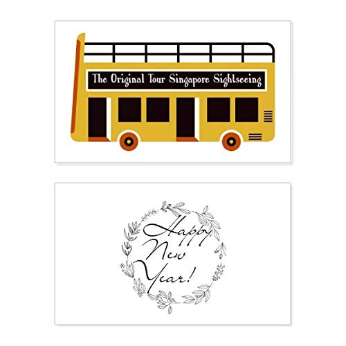 Tarjeta de Año Nuevo con diseño de autobús de Singapur para viajeros