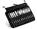 13 Piece Stainless Steel Family Cutlery Picnic Utensil Set with Travel Case for Camping | Hiking | BBQs - Includes Forks | Spoons | Knifes | Chopstick, Plus Nylon Commuter Case (Black)