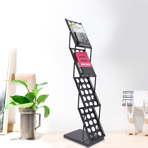 Présentoir à brochures pliable noir vertical pour optimiser vos espaces