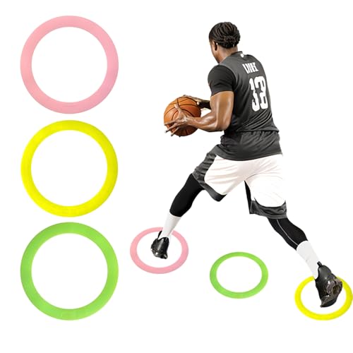 bibahala Colorful Anti Slip Safety Agility Rings Speed Rings 3PCs Speed and Agility Training Equipment Basketball Football Agility Training Equipment Soccer Practice Equipment (Mixed, Large)