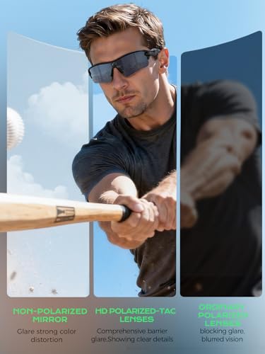 Image of BangLong TAC Polarized Sports Sunglasses UV400 for Men Women | TR90 Lightweight Frame, Adjustable Non-slip Nose Pads, RX Insert Included, Wrap-Around Design for Running Cycling Baseball