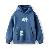 Alan Jones Clothing Printed Oversize Cotton Blend Regular Fit Hoodies for Boys (Blue_11-12 Years)