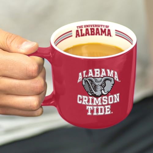 Image of Logo Brands NCAA Alabama Crimson Tide 15oz Stripe Mug - Team Logo, Inside Print, Standard Handle, Microwave & Dishwasher Safe