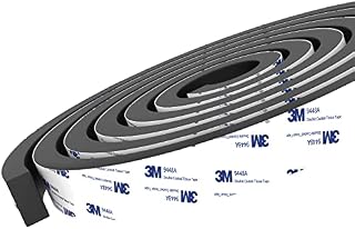 Tapel Foam Draft Excluder with 3M 9448 Adhesive - Super Strength Sealant Weather Stripping Gasket Seal Tape - Insulation Soundproofing Strips  3 Pcs Total 12M Long 6mm(W) x 3mm(T)