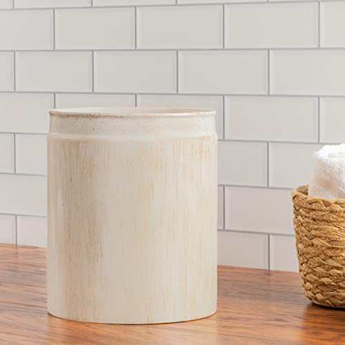 Image of Creative Scents Rustic Luxe Small Bathroom Trash Can 1.53 Gal / 5.8L - Oval Bathroom Garbage Can Bin for Modern Farmhouse Decor - Small Waste Basket for Bathroom and Bedroom