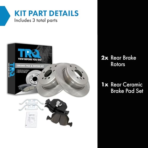 Image of TRQ Rear Brake Pad and Rotor Set Ceramic Solid Rotors | For 2003-2005 Land Rover Range Rover