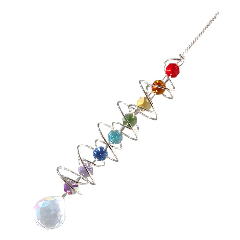 Ydakguey Multicolor Sun Catchers For Windows, 17 Inch Crystal Rainbow Suncatcher Wind Spinner With Gazing Ball Spiral Tail, Indoor Outdoor Garden Hanging Decoration Gifts