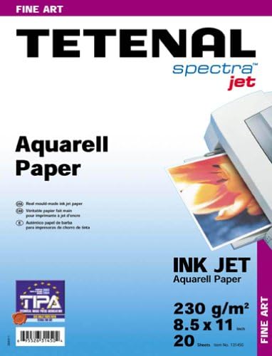 Aquarel Artist Weave Inkjet Paper, 230 gm, Heavyweight, Semi Matte Surface Finish, 20 Sheets, 8.5" x 11"