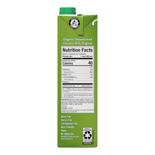 Image of Pacific Foods Organic Unsweetened Coconut Milk, 32 Fl Oz