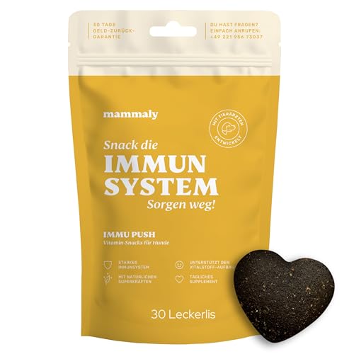 14-in-1 Immunsystem Leckerli für Hunde - Immu Push 30 Snacks (110g) von mammaly - Stärkt Abwehrkräfte mit Hagebutte, Granatapfel, Ashwagandha, Bierhefe, Zink - Reich an Antioxidantien, Vitamin A, C, K
