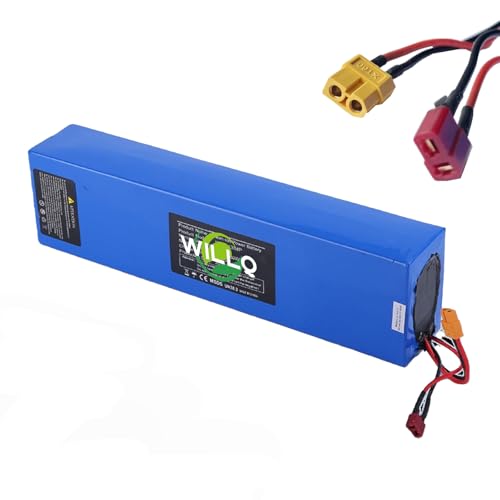 WILLQ Batería Recargable de Iones de Litio de 48 V, 10 Ah, 13 Ah, para Patinete eléctrico Plegable con BMS y Puerto T+XT60 para Motor de Bicicleta de 250 W, 500 W y 650 W.,48v13ah