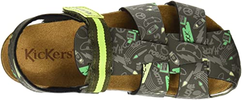 Kickers SOSUMMER, Sandali, Kaki Jaune Imprime, 27