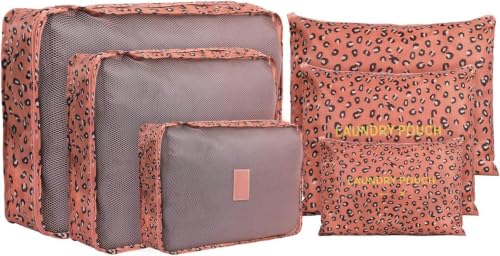 Image of Travel Organizer Pouch Set of 6, Space Saver Packing Cubes for Suitcase, Clothes, Underwear, Socks and Shoes (LEPORD)