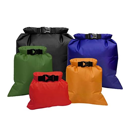 Pimoys 5 Pack Multicolour Waterproof Dry Sacks, Lightweight Outdoor Dry Bags Ultimate Dry Bags for Rafting Boating Camping (1.5L, 2.5L, 3.5L, 4.5L, 6L)