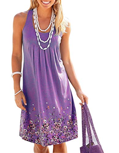 Image of AELSON Womens Summer Casual Sleeveless Mini Printed Vest Dresses