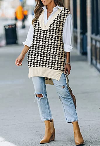 Viottiset Women's Oversized V Neck Knit Sweater Vest Tunic Sleeveless Pullover Top3