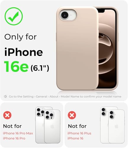 Image of DIZORO Compatible with iPhone 17e / iPhone 16e Case 6.1 inch Liquid Silicone 3 Layers Full Covered Soft Gel Rubber Phone Case,Shockproof Protective Cover with Anti-Scratch Microfiber Lining-Desert