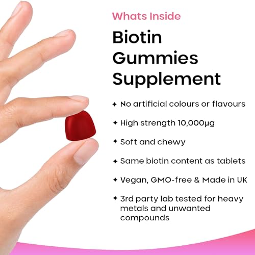 Beauty-Hair-Skin-Nails-Gummies-for-Hair-Growth-Skin-Health-Biotin-10000g-Vegan-Chewable-Beauty-Vitamins-Hair-Vitamins-for-Women-Men-GMO-Free-No-Artificial-Colours-or-Flavours-60-Gummys