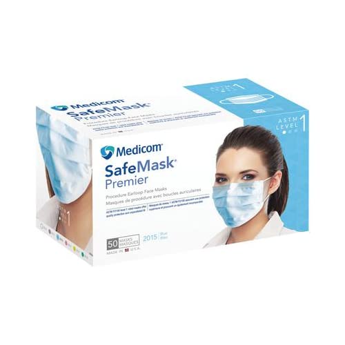 Medicom 2015 SafeMask Premier Earloop Masks, Blue (Pack of 50)