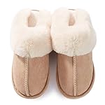 Donpapa Womens Slipper with Memory Foam Fluffy Soft Warm Slip On House Slippers Anti-Skid Cozy Plush for Indoor Outdoor