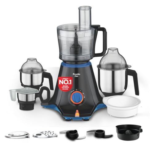 Image of Preethi Zion MG-227 mixer grinder 750 watt Black, 4 jars - master chef food processor jar and flexi lid, Vega W5 motor with 2yr Guarantee & Lifelong Free Service, Standard
