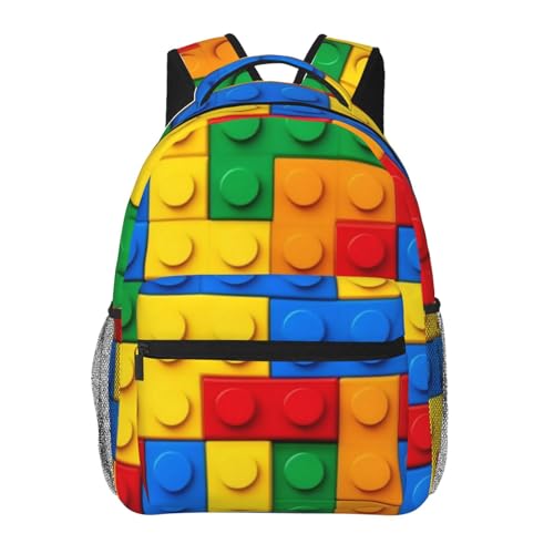 Colorful building blocks bricks (4) Backpack Unisex Backpack Laptop Bookbag Travel Bags Laptop Backpacks Daypack