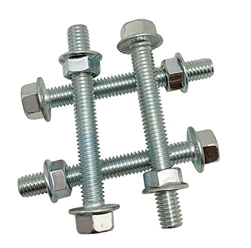 Image of 3 /8 Flanged Hex Head Bolts, 3 /8 Flanged Nuts, Flanged Hex Head Screws, Grade 5, Fully Threaded, 4 Pack (3 /8 inch-16 x 2-1 /4 inch)