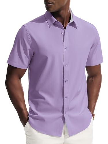 PJ PAUL JONES Mens Short Sleeve Dress Shirts Wrinkle Free Button Down Shirt