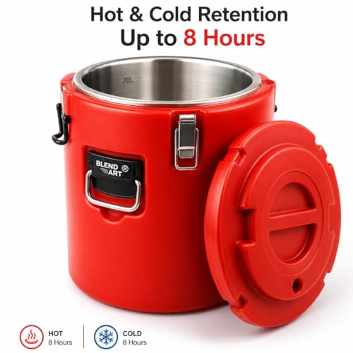 Image of BLEND ART Insulated Food Storage Container for Hot & Cold Food BPA Free SS Thermal Food Barrel with Locking Lid Leak Proof Catering Food Carrier for Hotels, Restaurants & Tiffin Service (40 Lt)