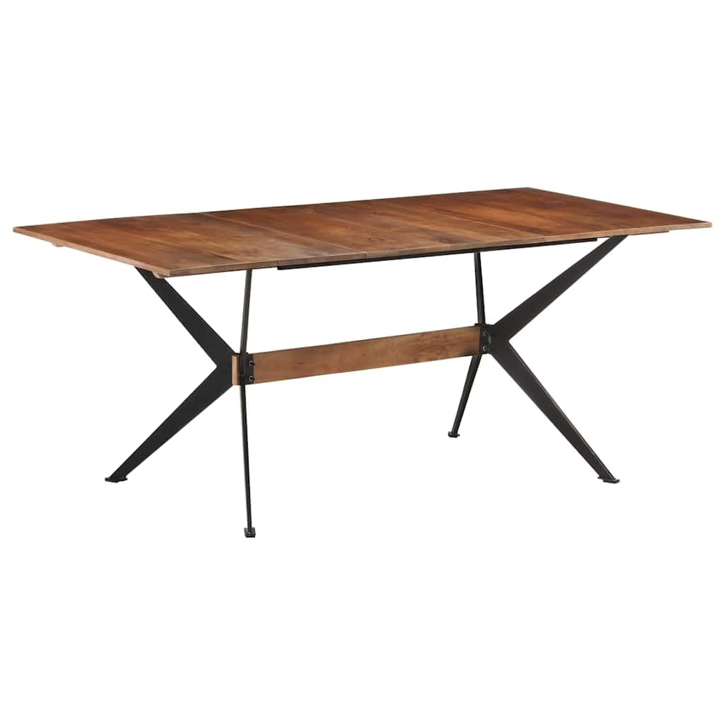 Stół do jadalni z litego drewna mango, 180 x 90 x 76 cm, z malowaną proszkowo stalową ramą, stabilny drewniany stół do jadalni, kuchni, salonu, nowoczesny stół do jadalni, zajmuje mało miejsca
